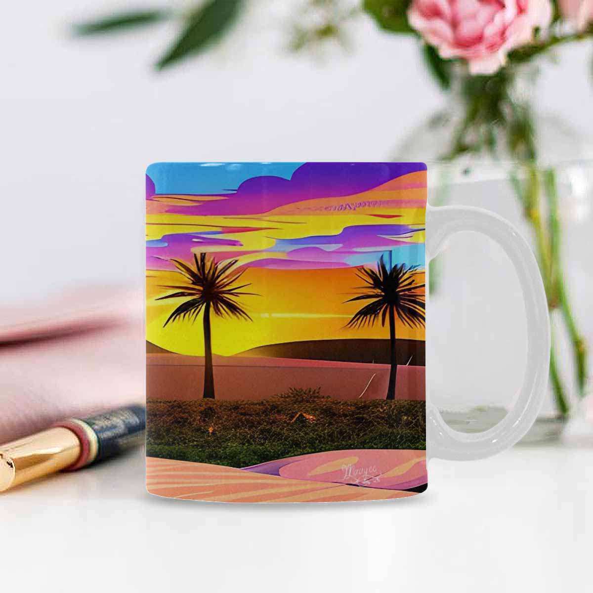 Coffee Mug, tea cup, desert scene, design 51