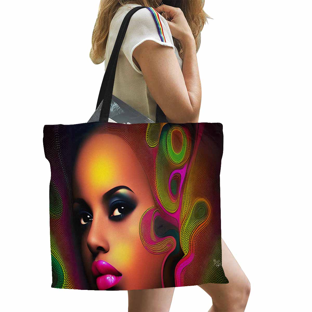 Canvas tote bag, Large, Black Faces, Set 1, design 71