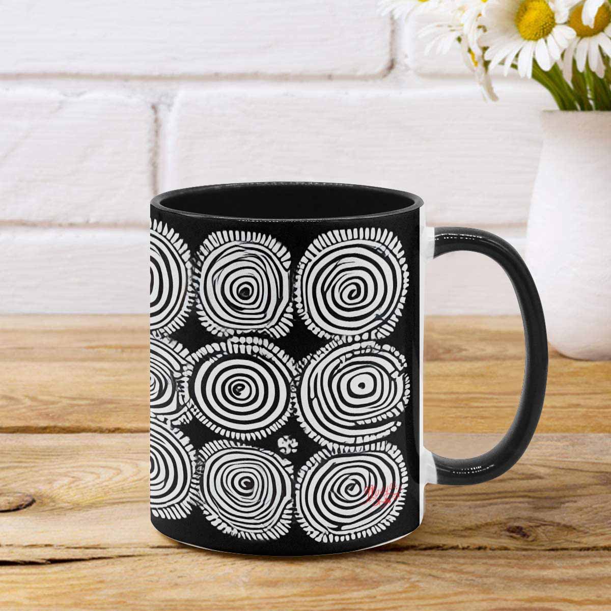 Coffee Mug, tea cup, black core, abstract, design 26