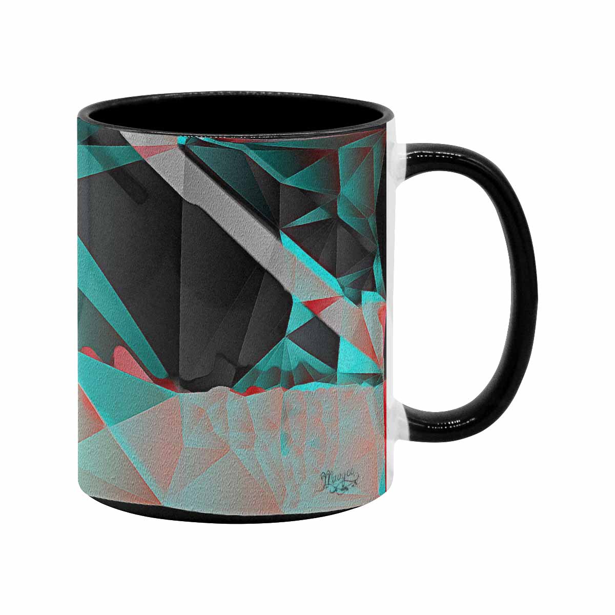 Coffee Mug, tea cup, black core, abstract, design 121