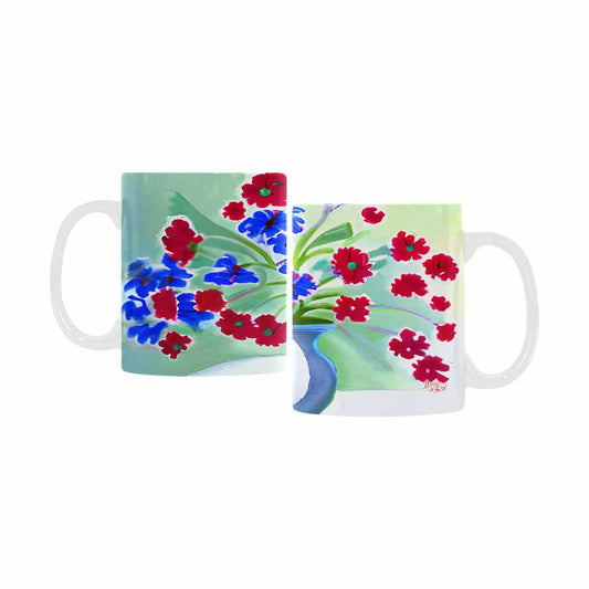 USA made Quality Mug, coffee mug, tea cup, Bright florals, Set 1, Design 110