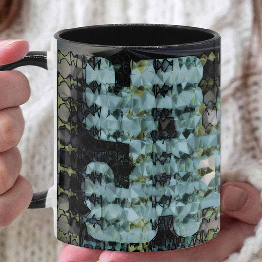 Coffee Mug, tea cup, black core, abstract, design 51