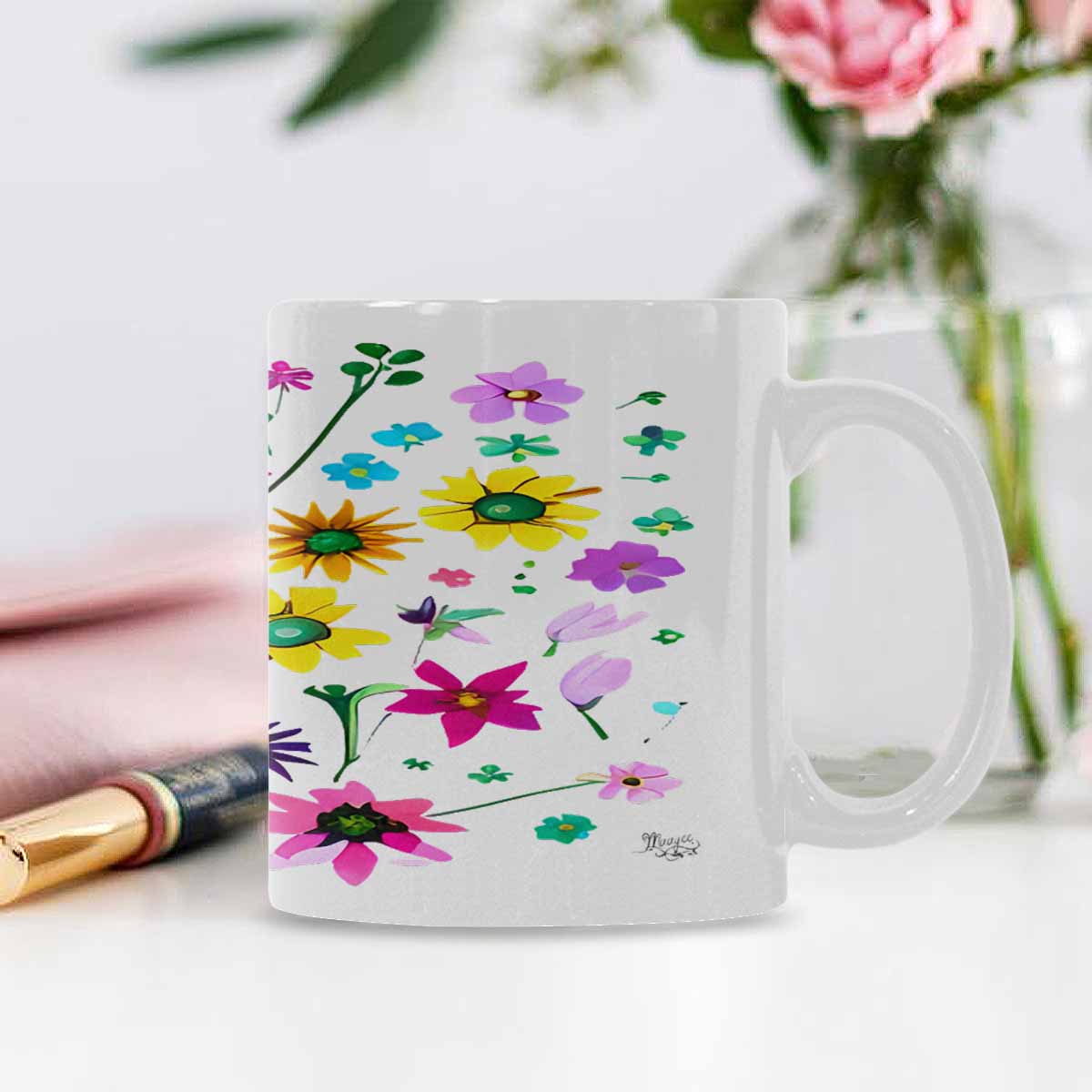 Quality Mug, coffee mug, tea cup, Bright florals, Set 2, design 86