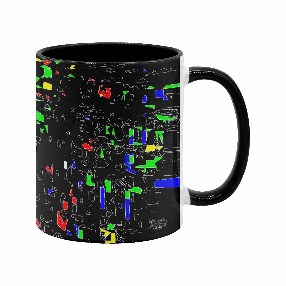 Coffee Mug, tea cup, black core, abstract, design 95