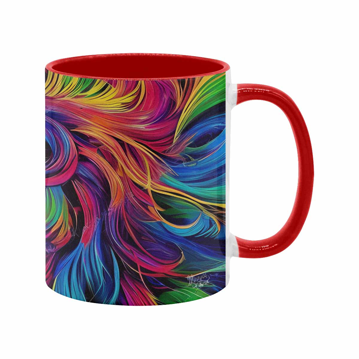 Coffee mug, tea cup, multicolor mug, caucasian type face, design 33