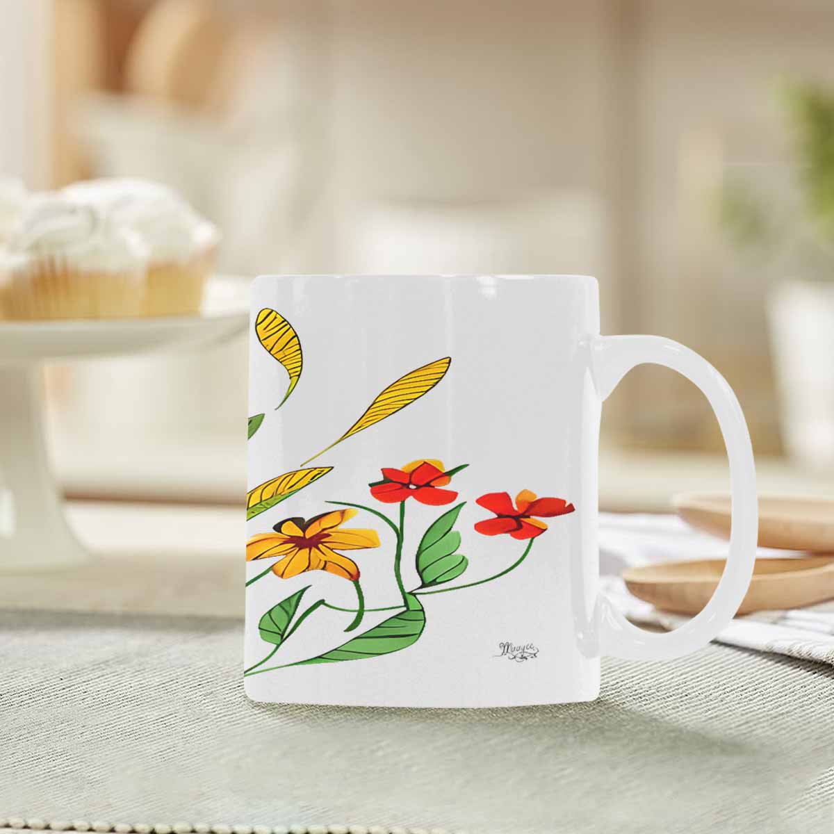 Quality Mug, coffee mug, tea cup, Bright florals, Set 2, design 83