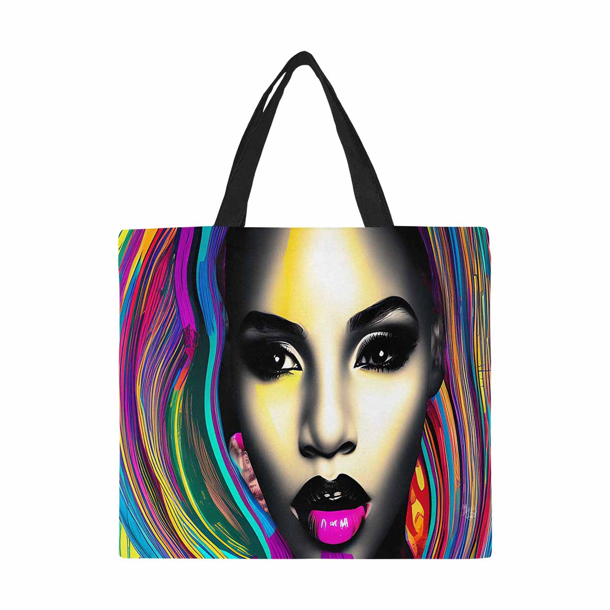 Canvas tote bag, Large, Black Faces, Set 1, design 33