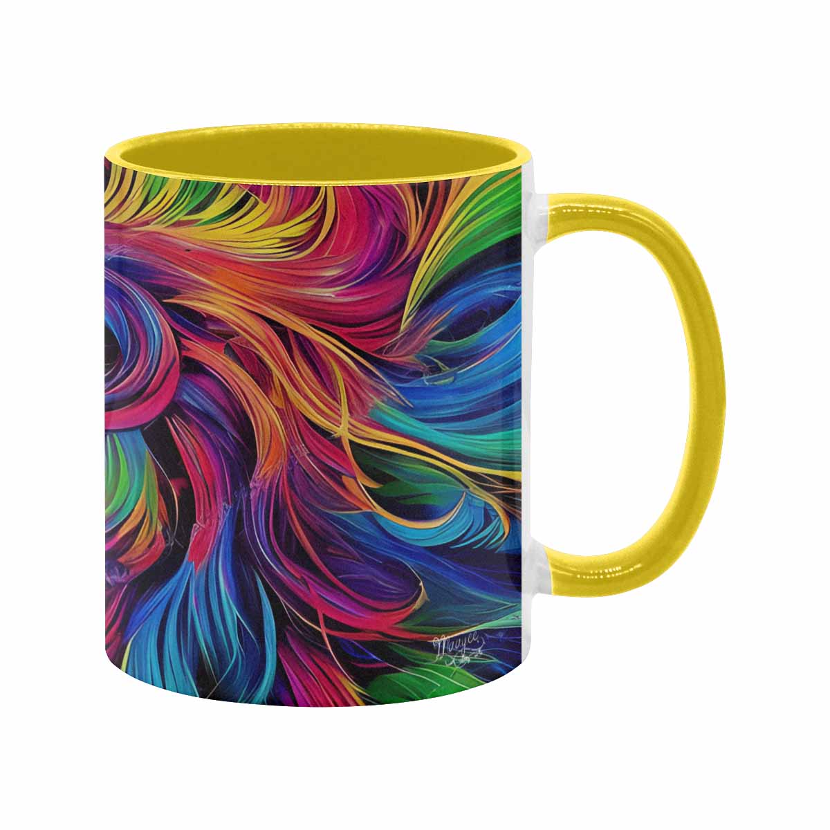 Coffee mug, tea cup, multicolor mug, caucasian type face, design 33