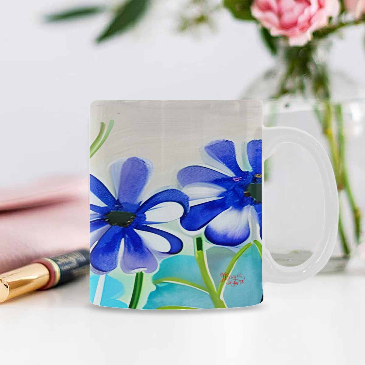 USA made Quality Mug, coffee mug, tea cup, Bright florals, Set 1, Design 60