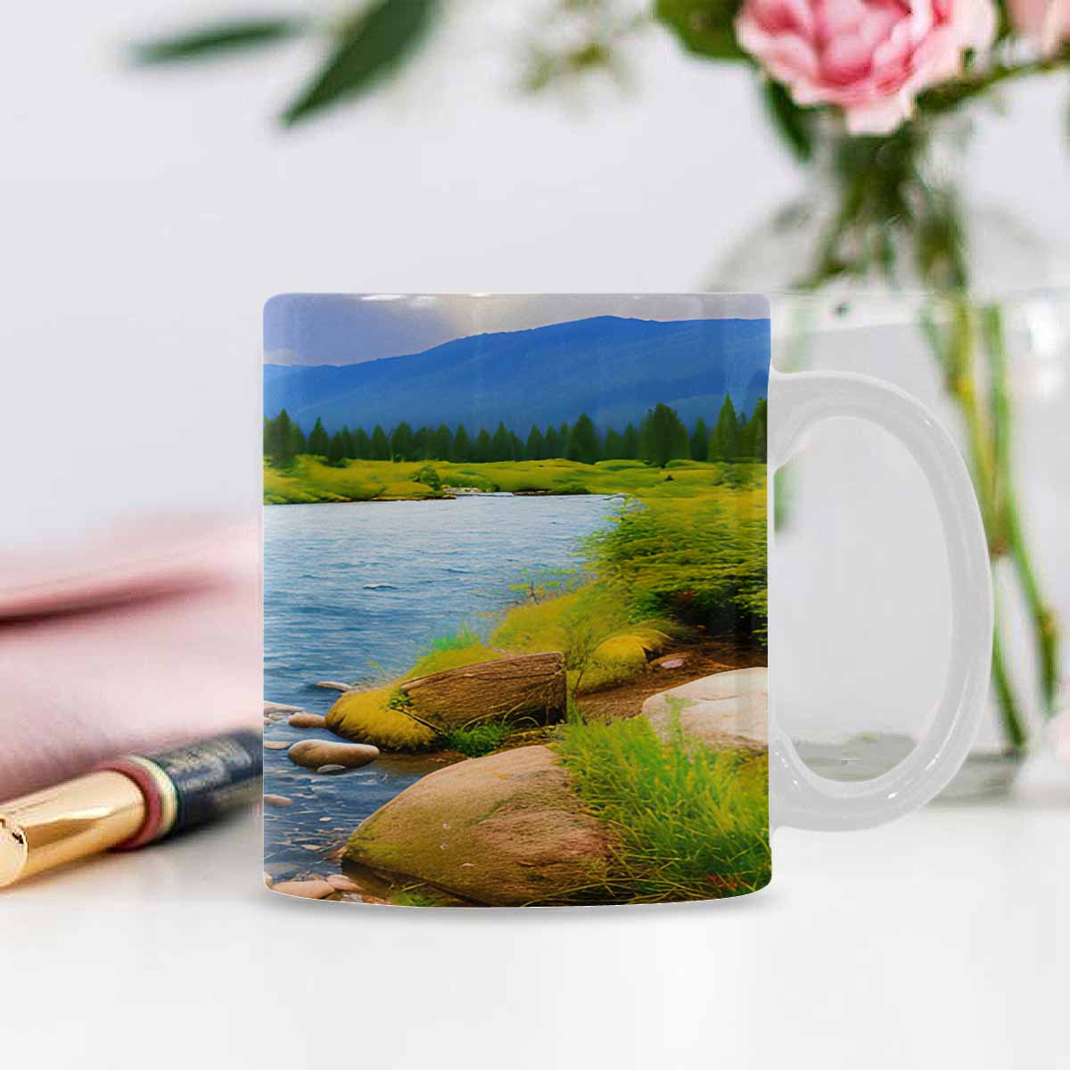 Rivers & Mountains Landscape mugs, set 1 design 7