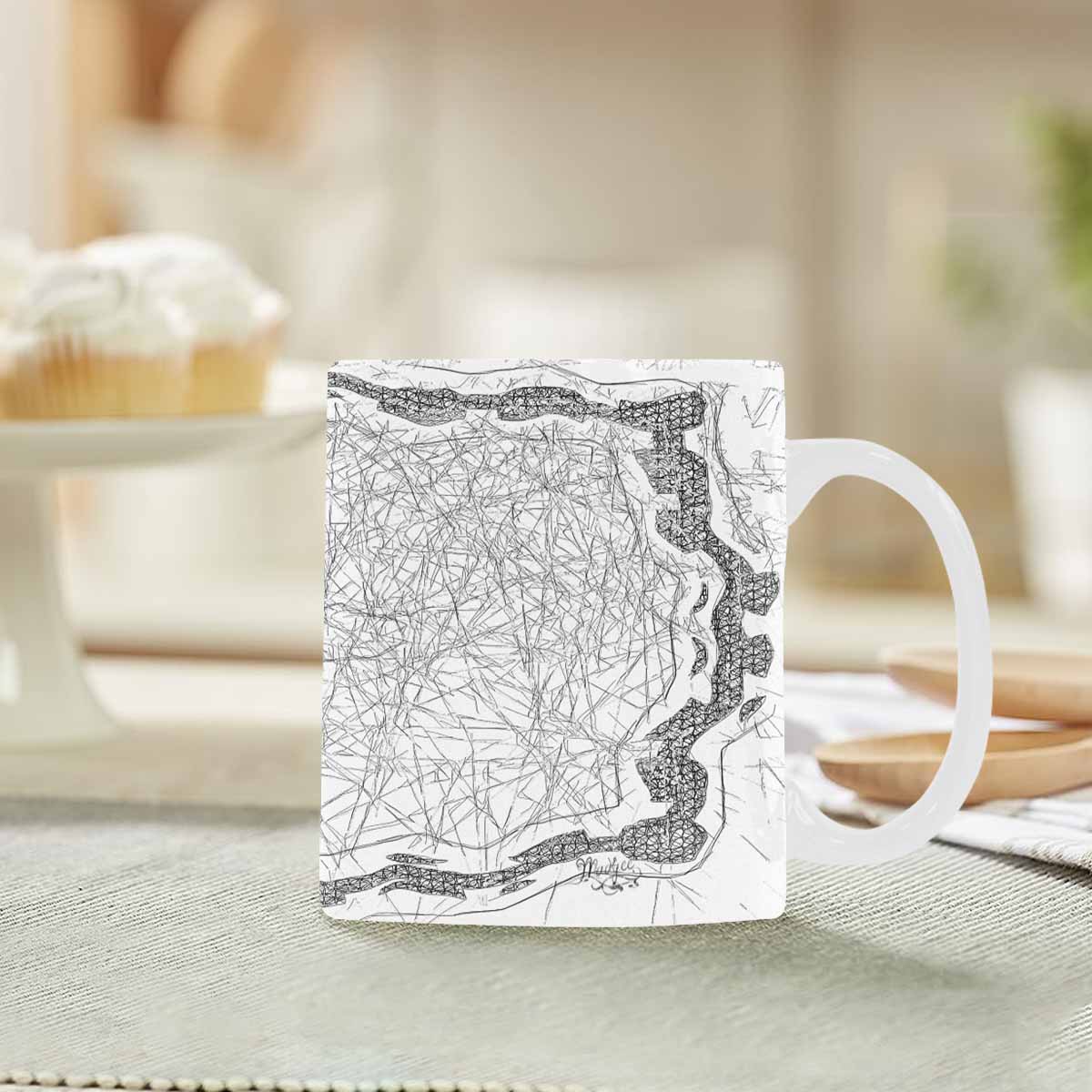 Quality Mug, coffee mug, tea cup, B & W Abstract, Set 1, design 86