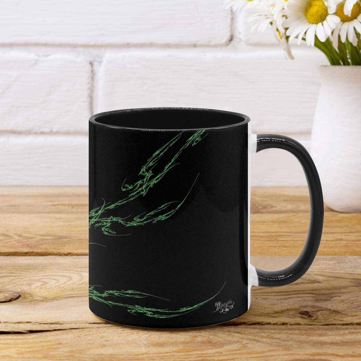 Coffee Mug, tea cup, black core, abstract, design 113