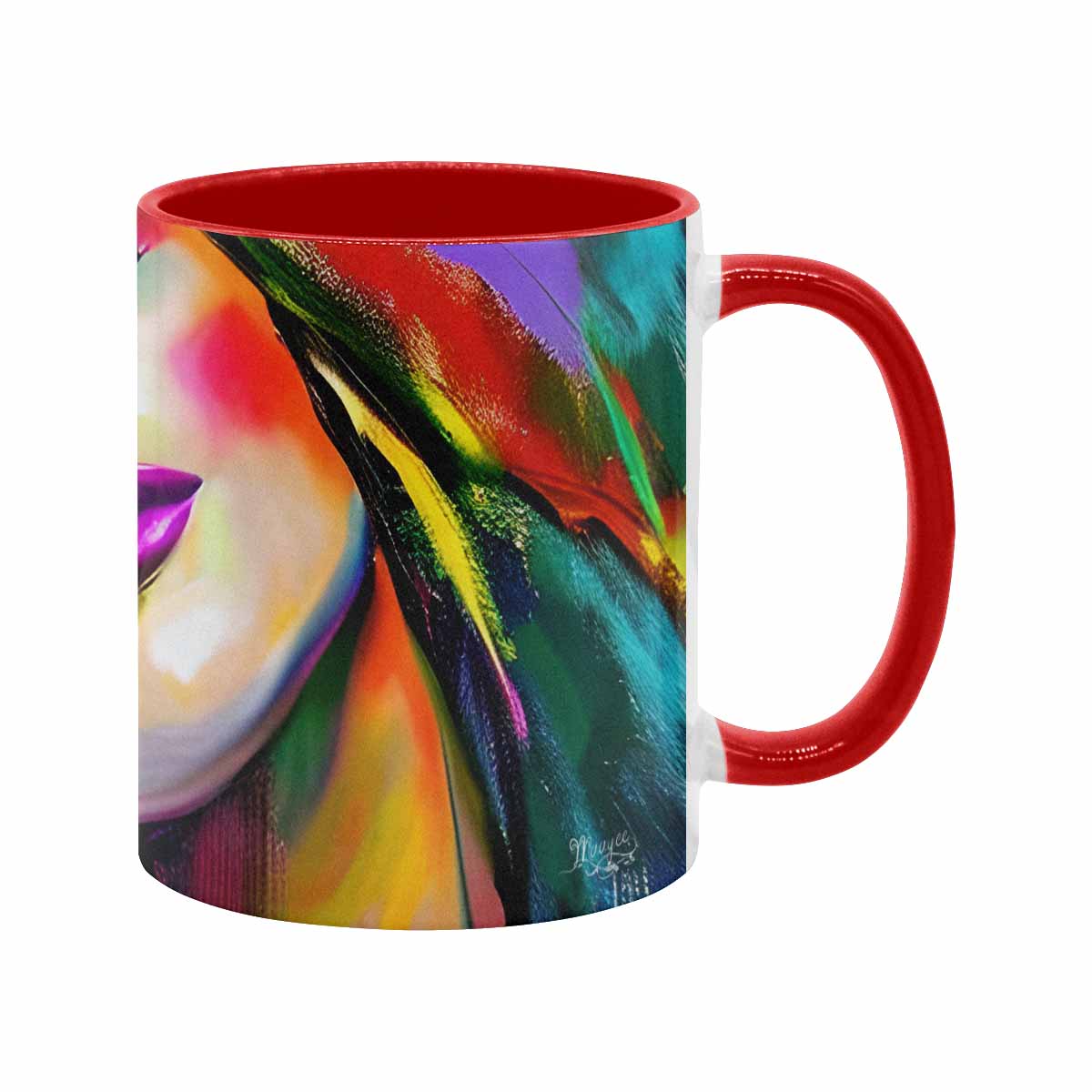 Coffee mug, tea cup, multicolor mug, caucasian type face, design 24