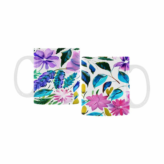 USA made Quality Mug, coffee mug, tea cup, Bright florals, Set 1A, Design 35