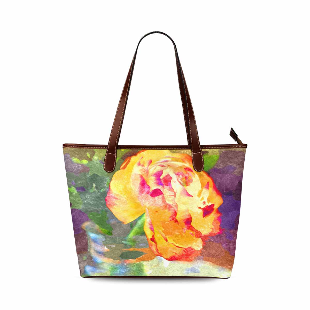 Classic Fabric handbag, watercolor floral, design 128