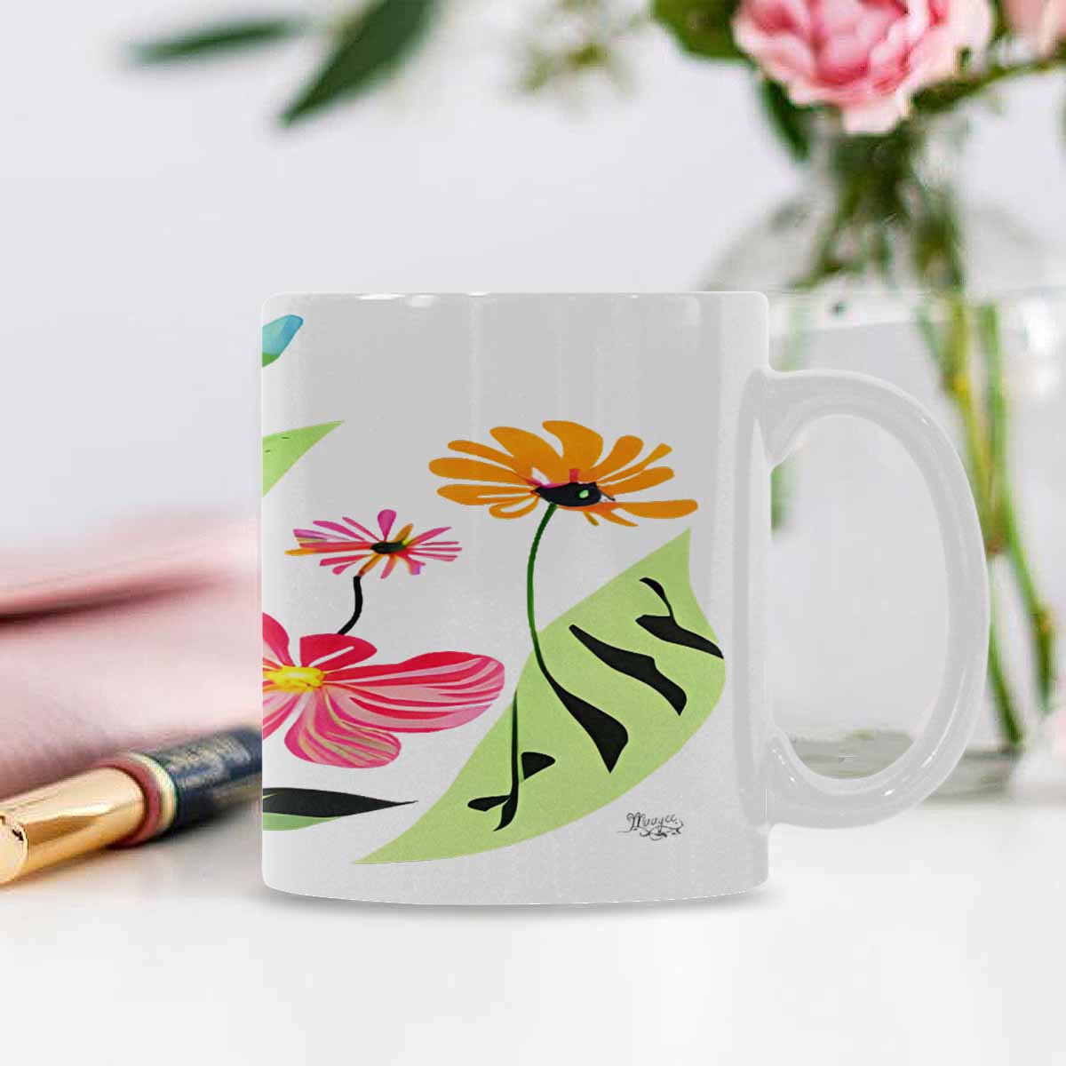 Quality Mug, coffee mug, tea cup, Bright florals, Set 2, design 87