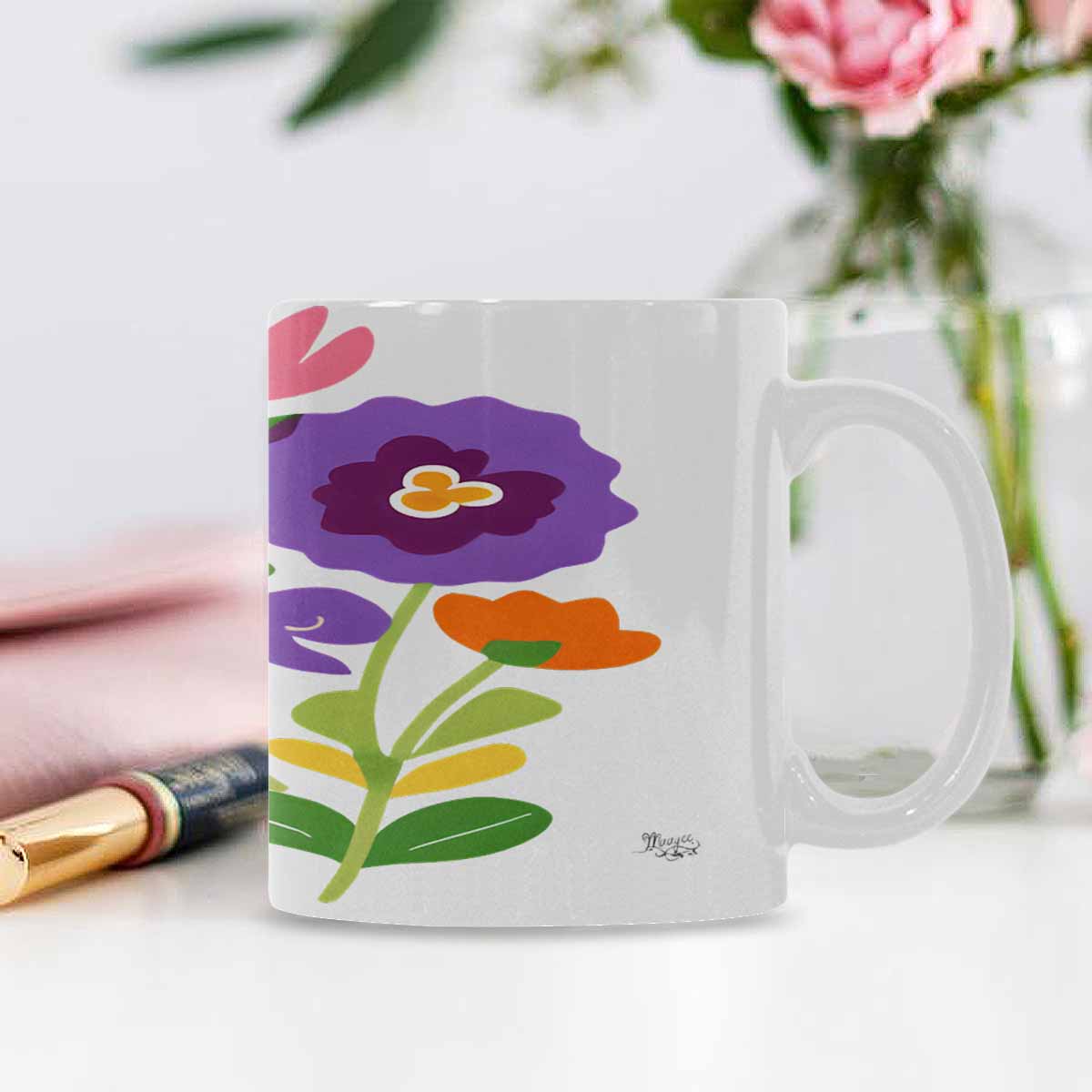 Quality Mug, coffee mug, tea cup, Bright florals, Set 2, design 58