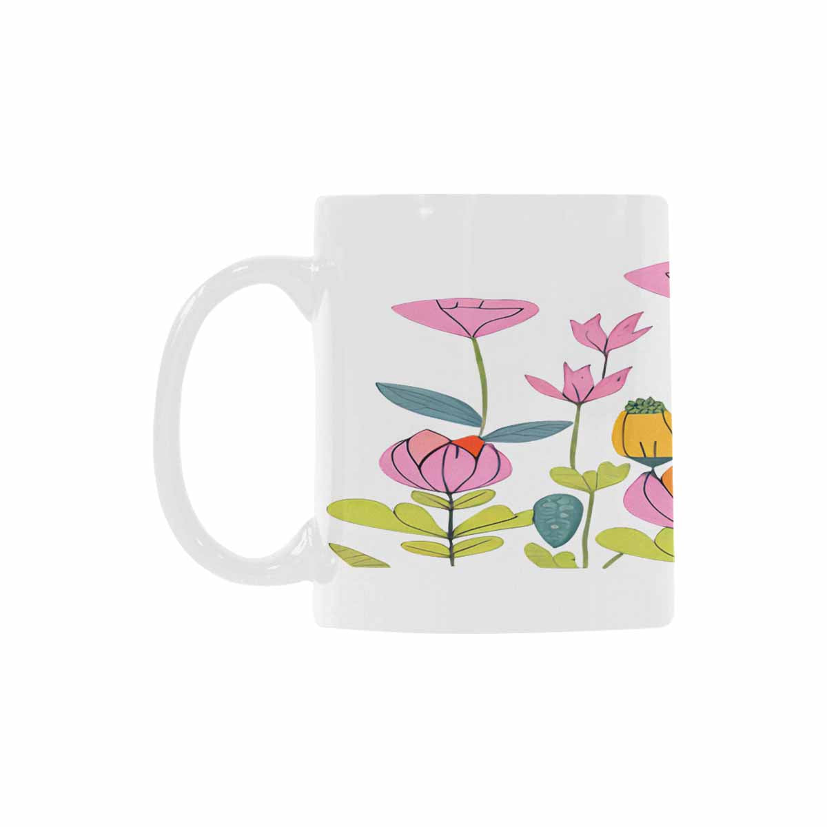 USA made Quality Mug, coffee mug, tea cup, Bright florals, Set 2, design 47