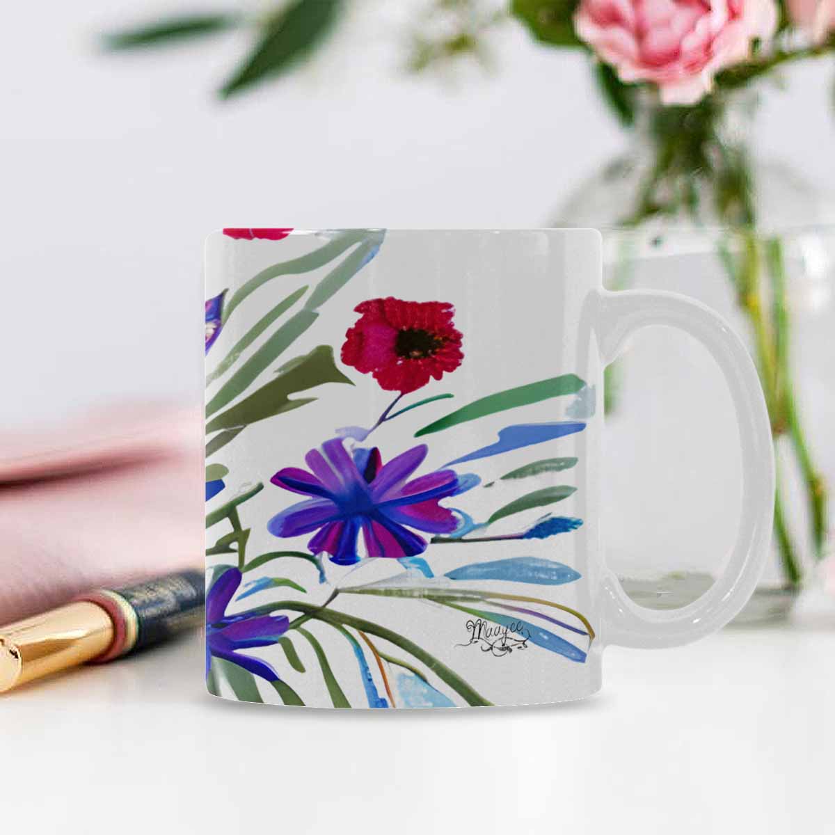 Quality Mug, coffee mug, tea cup, Bright florals, Set 1A, Design 108