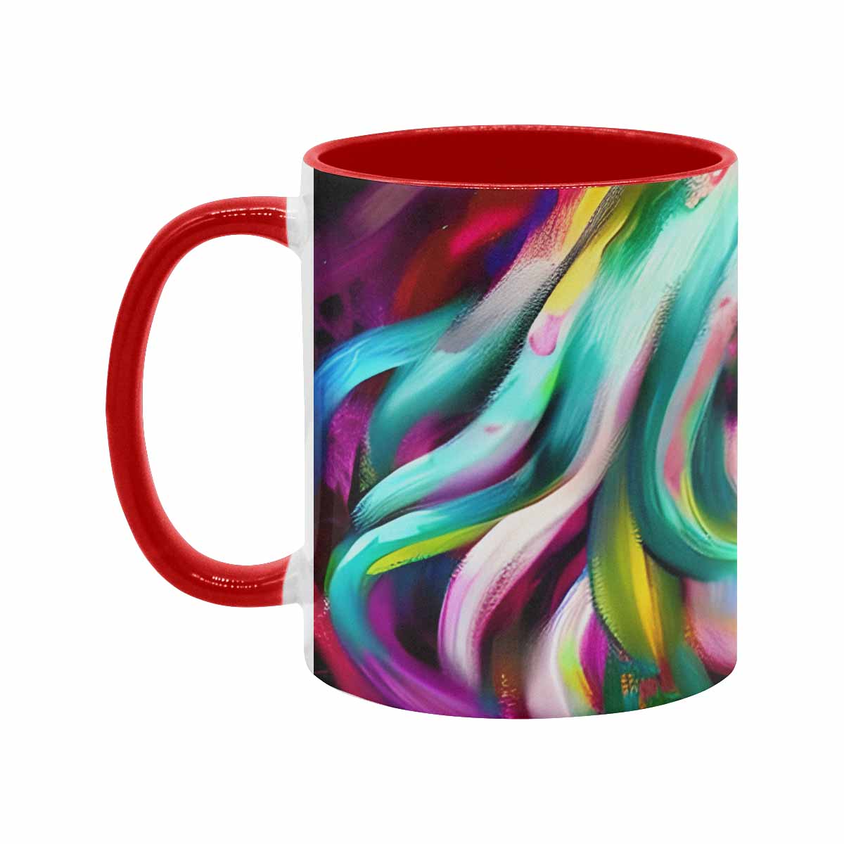 Coffee mug, tea cup, multicolor mug, caucasian type face, design 21