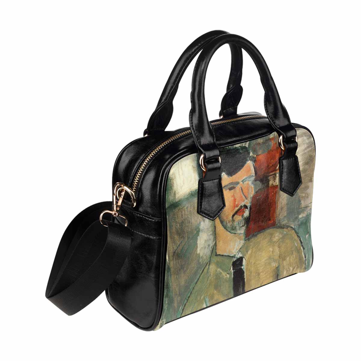 Shoulder PU Leather handbag, Modigliani design, choice of 2 colors, Henri Laurens