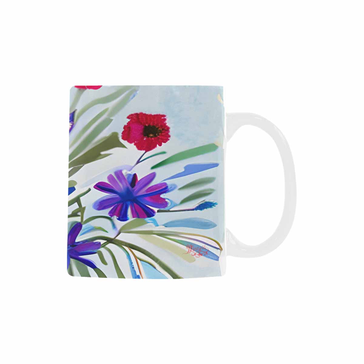 USA made Quality Mug, coffee mug, tea cup, Bright florals, Set 1, Design 108