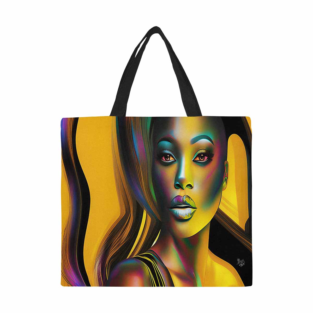 Canvas tote bag, Large, Black Faces, Set 1, design 42