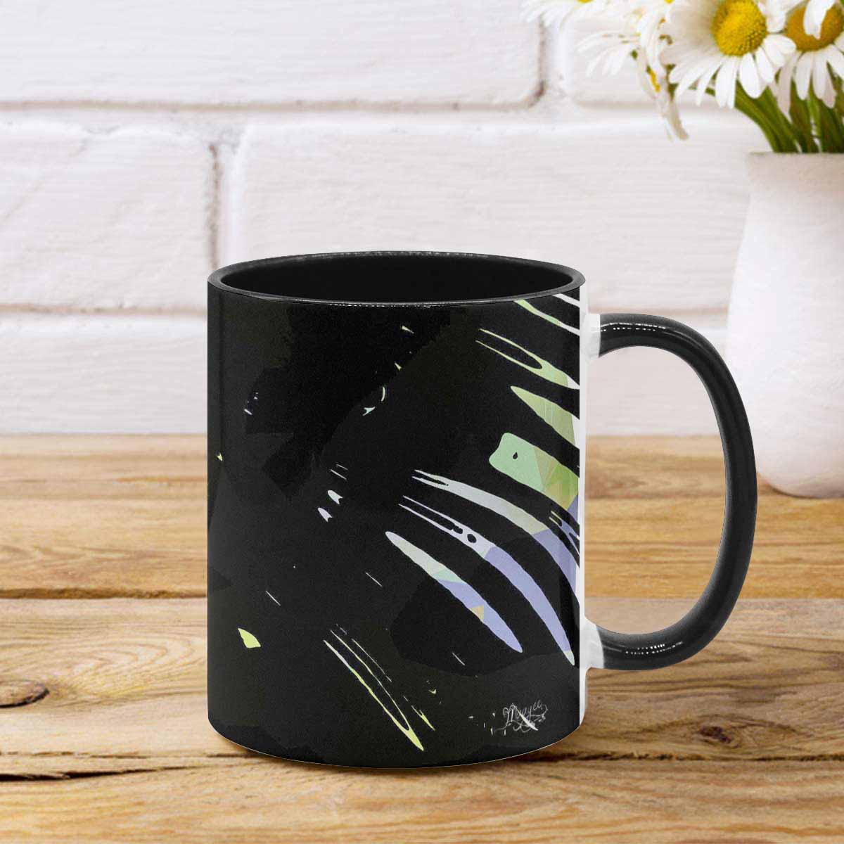 Coffee Mug, tea cup, black core, abstract, design 73