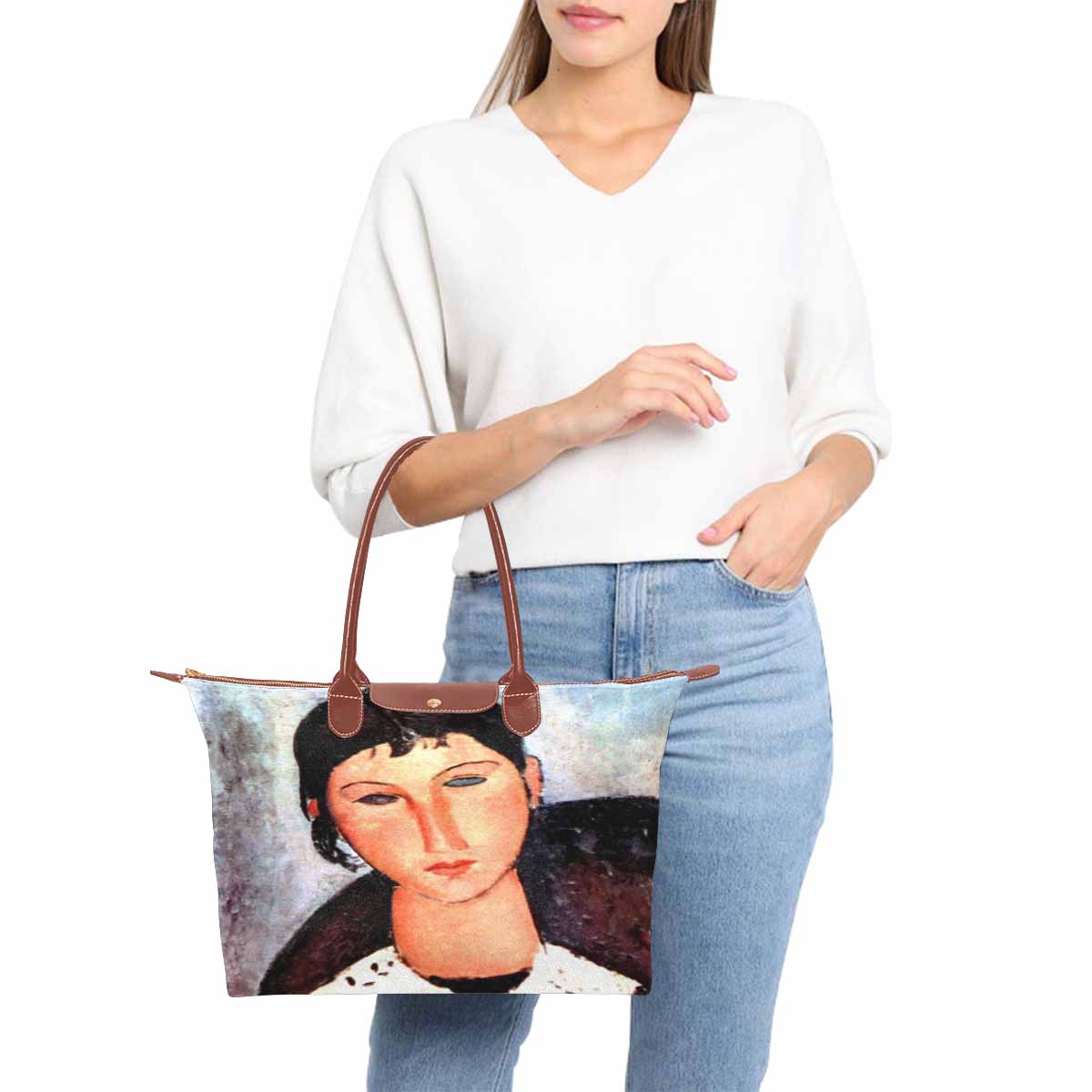 Classic handbag, Modigliani design, choice of 2 colors, Elvira