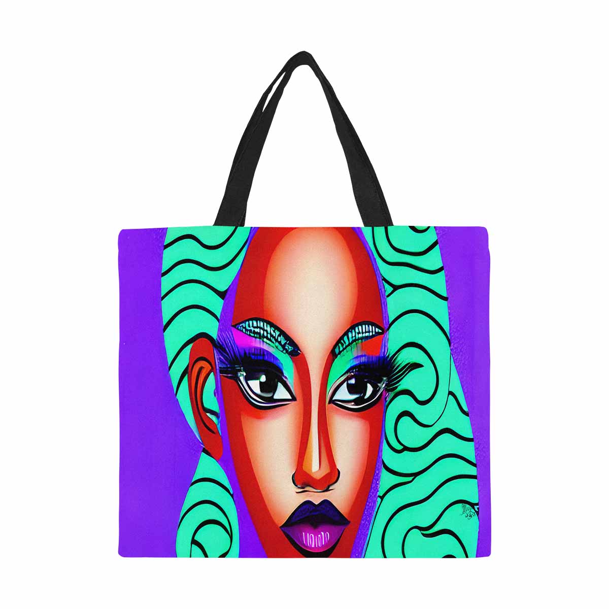 Canvas tote bag, Large, Black Faces, Set 1, design 3