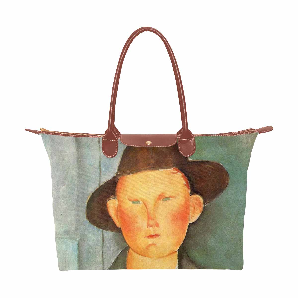 Classic handbag, Modigliani design, choice of 2 colors, Peasant boy version 1 & 2