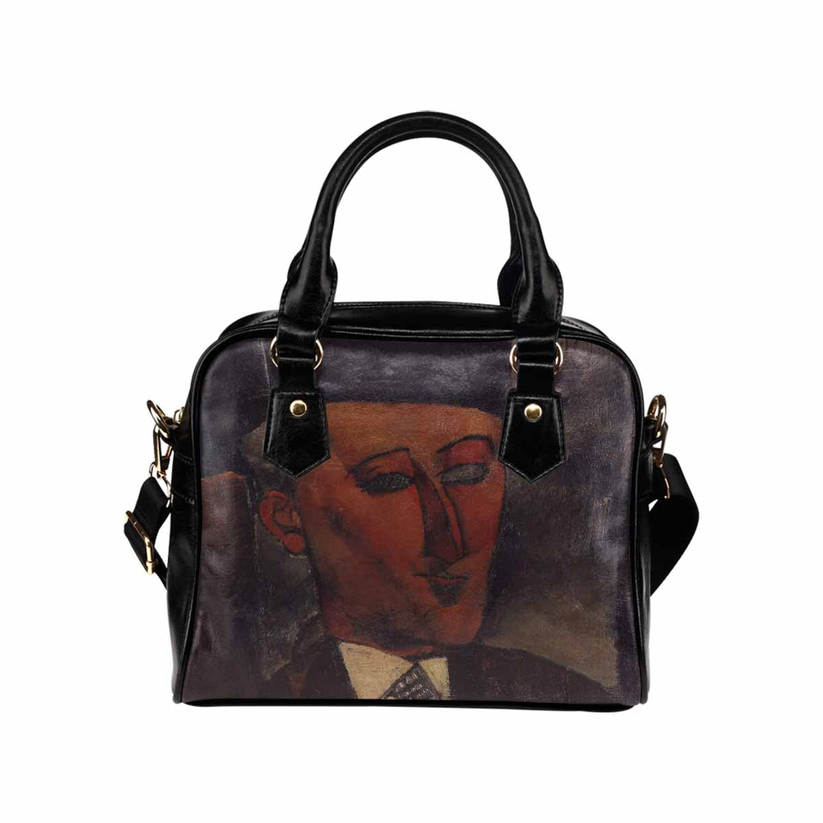 Shoulder PU Leather handbag, Modigliani design, choice of 2 colors, Max Jacob