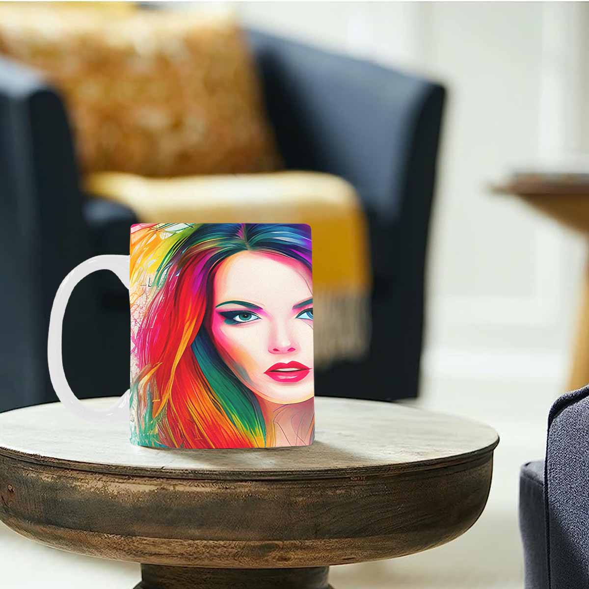 Coffee Mug, tea cup,caucasian Face, design 11