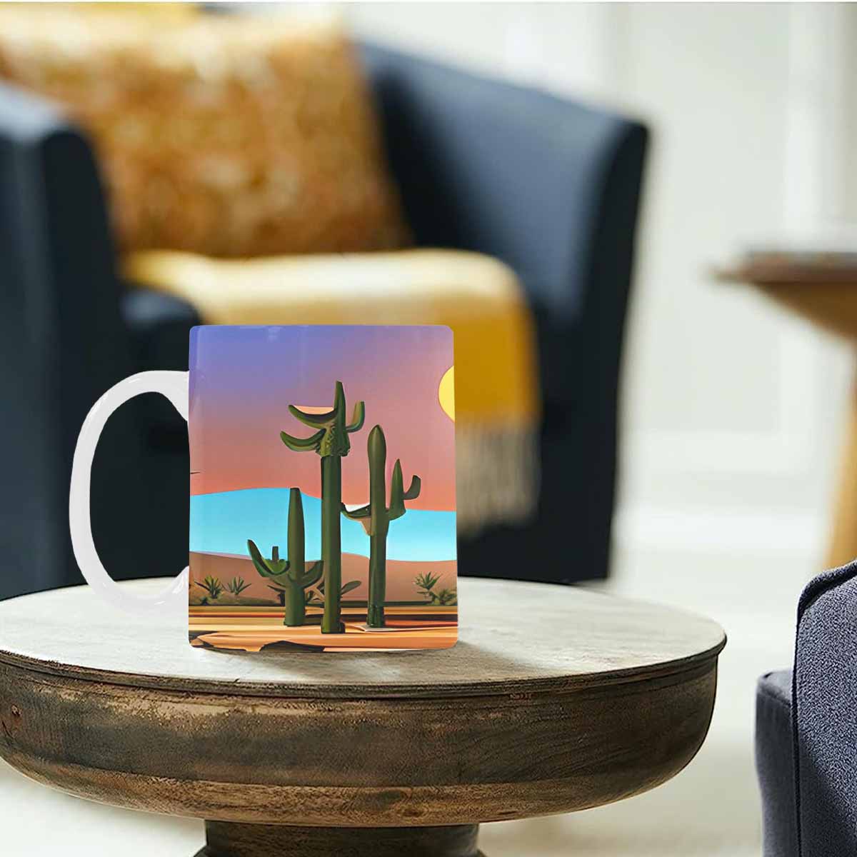 Coffee Mug, tea cup, desert scene, design 77