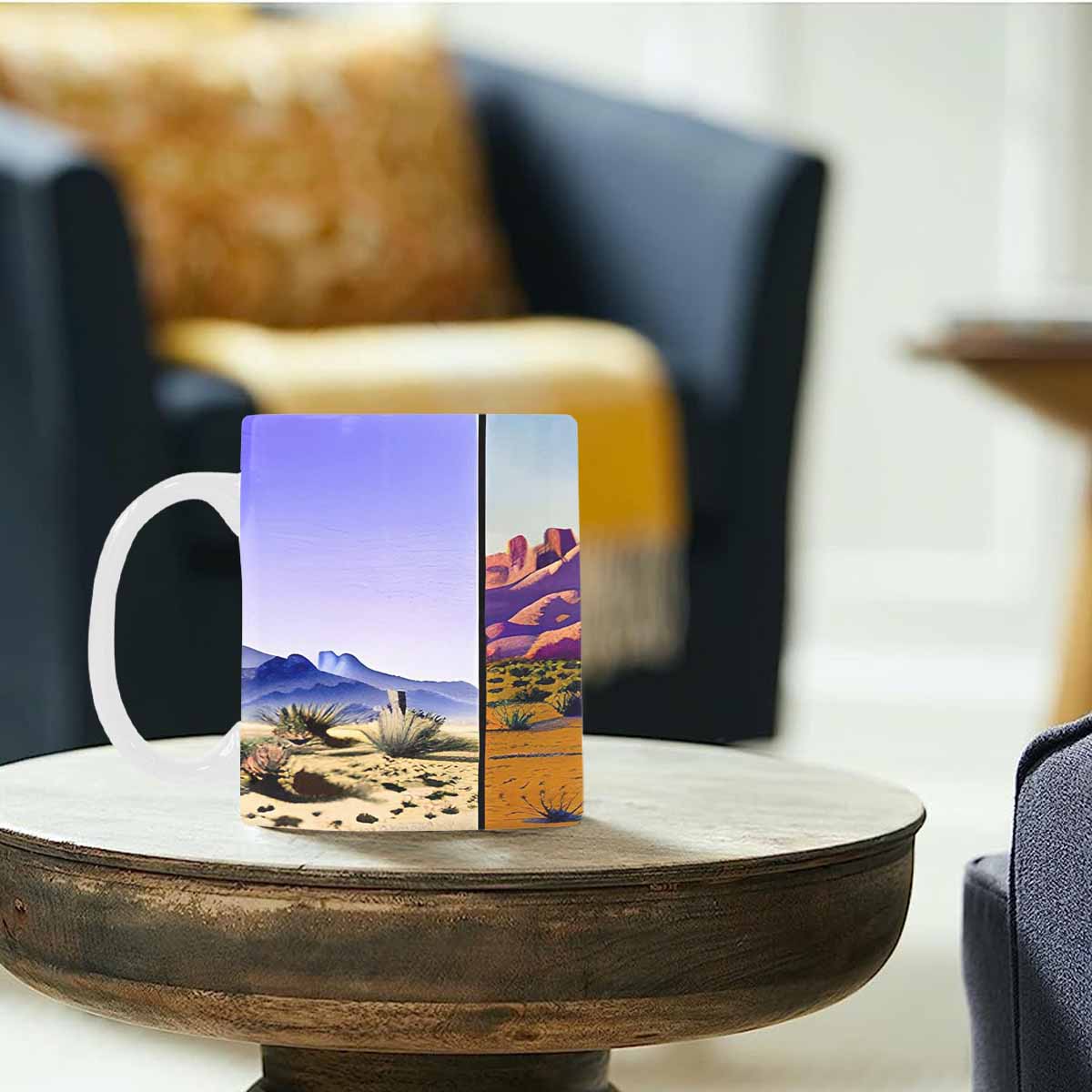 Coffee Mug, tea cup, desert scene, design 21