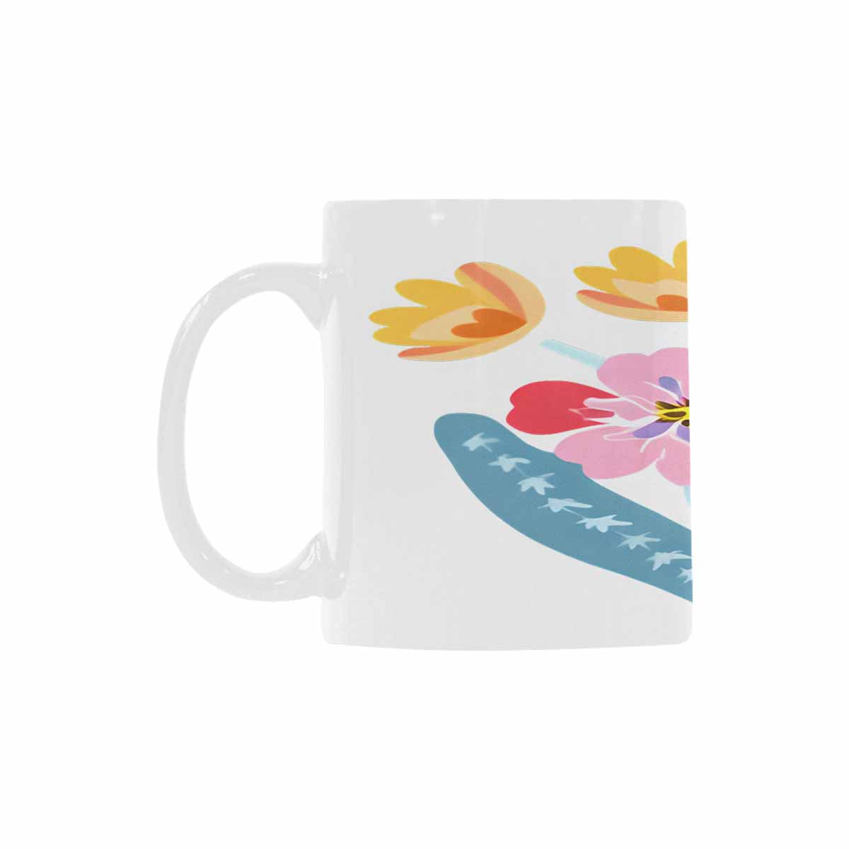 USA made Quality Mug, coffee mug, tea cup, Bright florals, Set 2, design 51