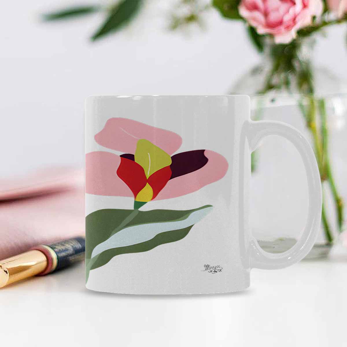 Quality Mug, coffee mug, tea cup, Bright florals, Set 2, design 80
