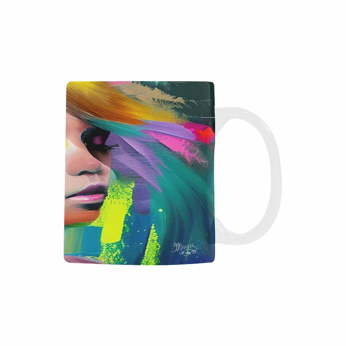 USA, Color Coffee Mug, tea cup, caucasian Face, design 1