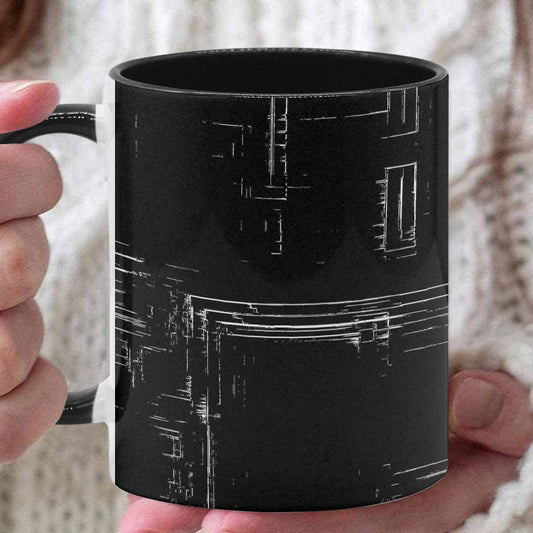 Coffee Mug, tea cup, black core, abstract, design 68