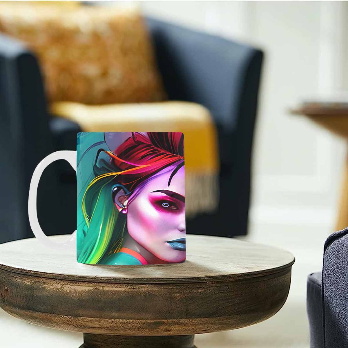 Coffee Mug, tea cup,caucasian Face, design 5