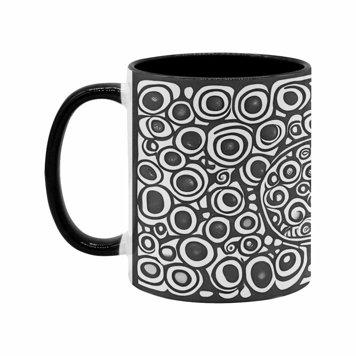 Coffee Mug, tea cup, black core, abstract, design 27