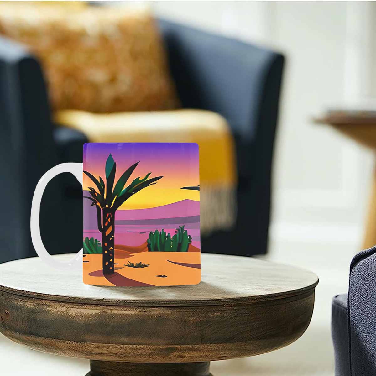 Coffee Mug, tea cup, desert scene, design 85