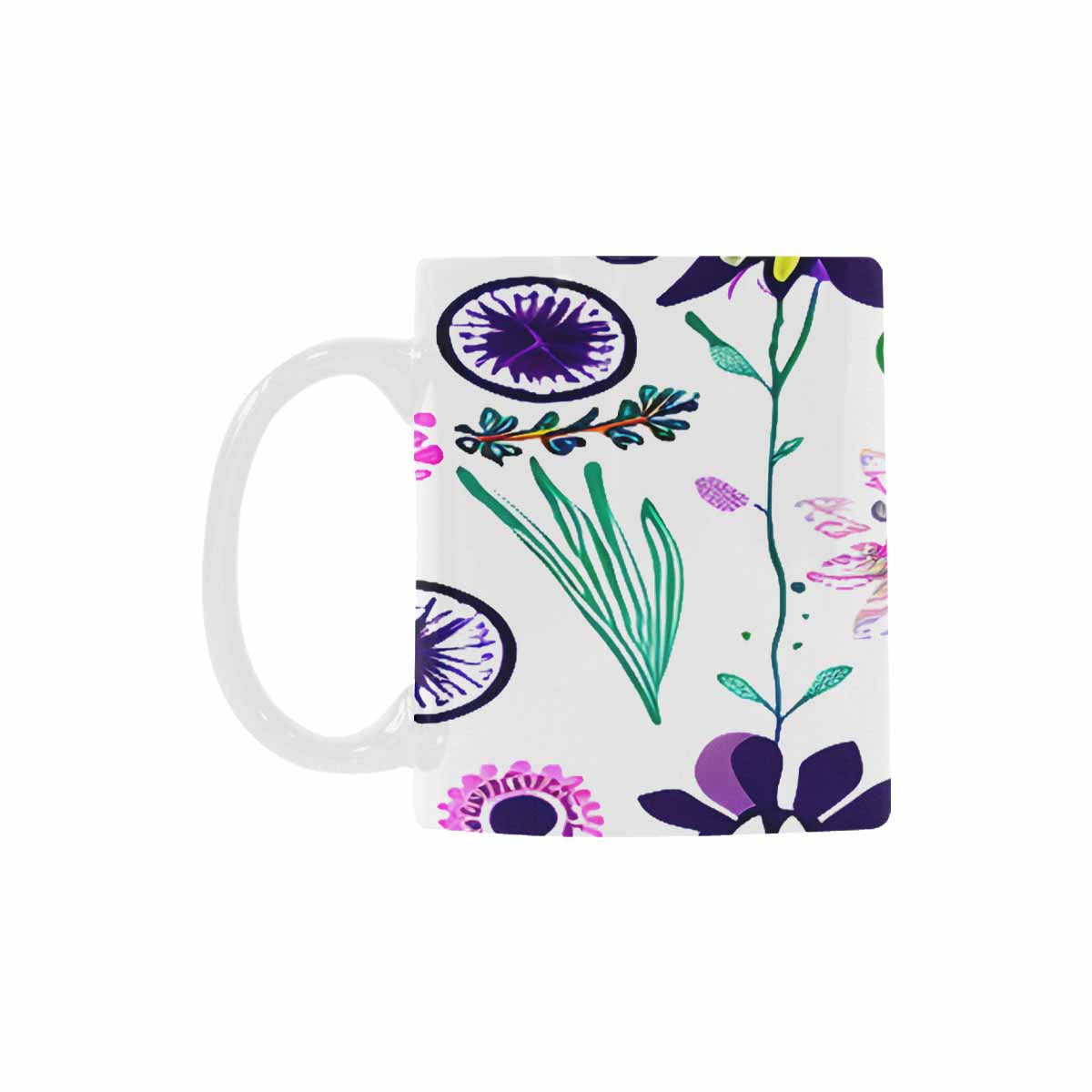 USA made Quality Mug, coffee mug, tea cup, Bright florals, Set 1A, Design 134