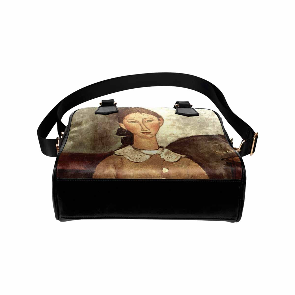 Shoulder PU Leather handbag, Modigliani design, choice of 2 colors, Girl in a yellow dress