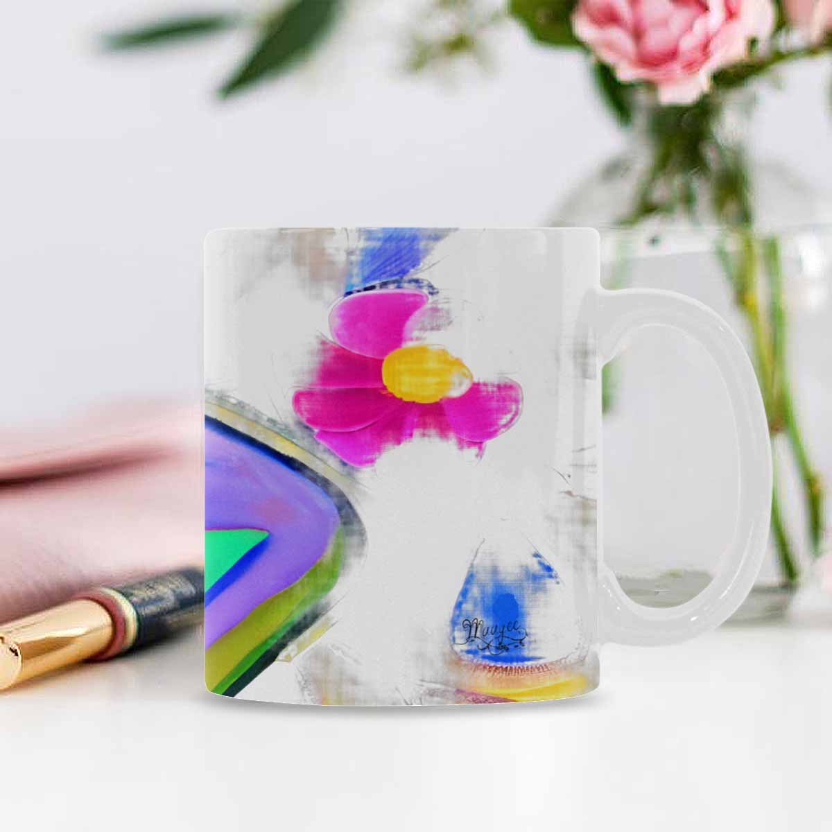 USA made Quality Mug, coffee mug, tea cup, Bright florals, Set 1A, Design 72