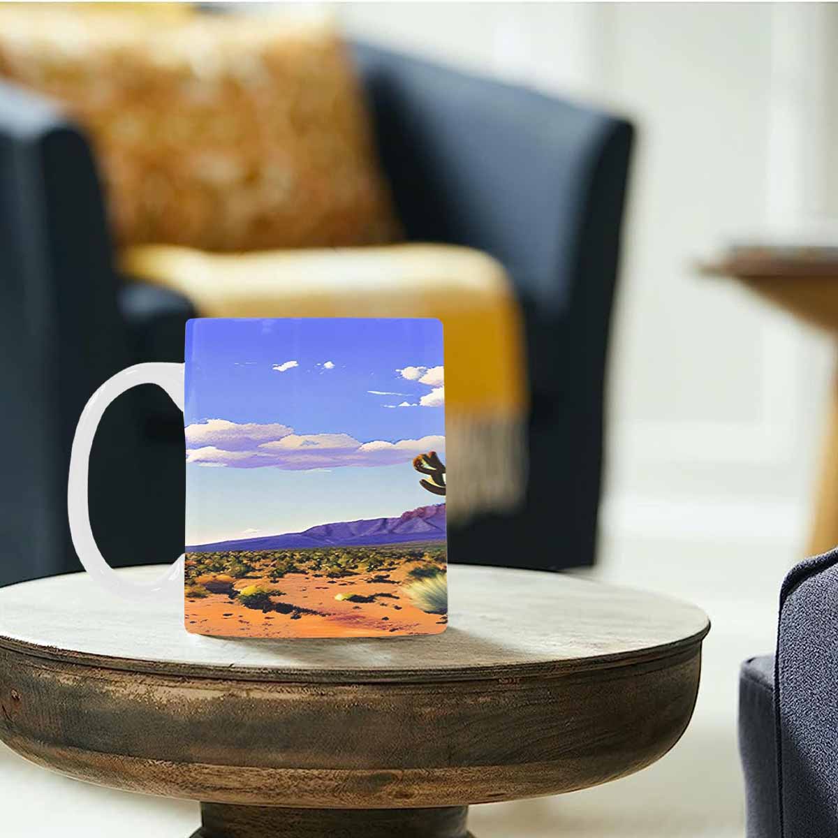 Coffee Mug, tea cup, desert scene, design 16