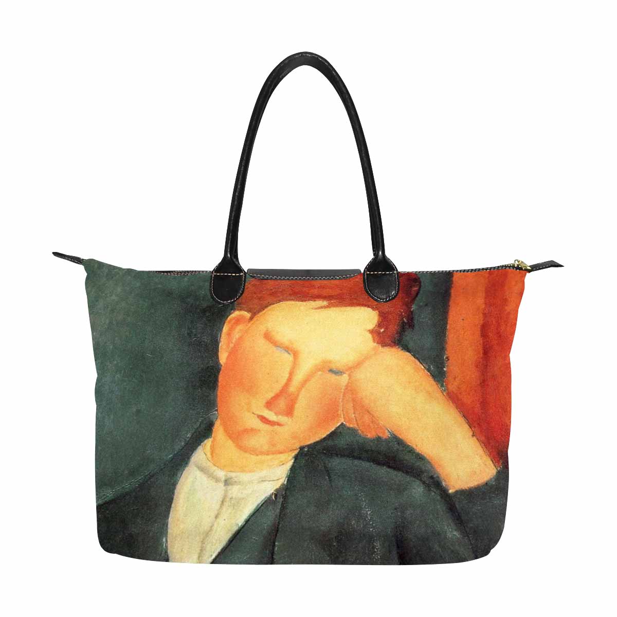 Classic handbag, Modigliani design, choice of 2 colors, Peasant boy version 1 & 2