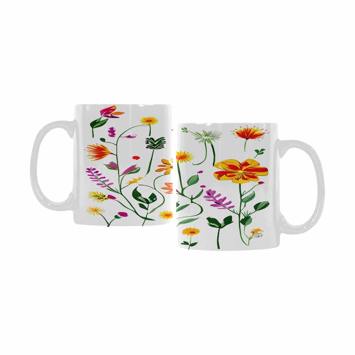 Quality Mug, coffee mug, tea cup, Bright florals, Set 2, design 69