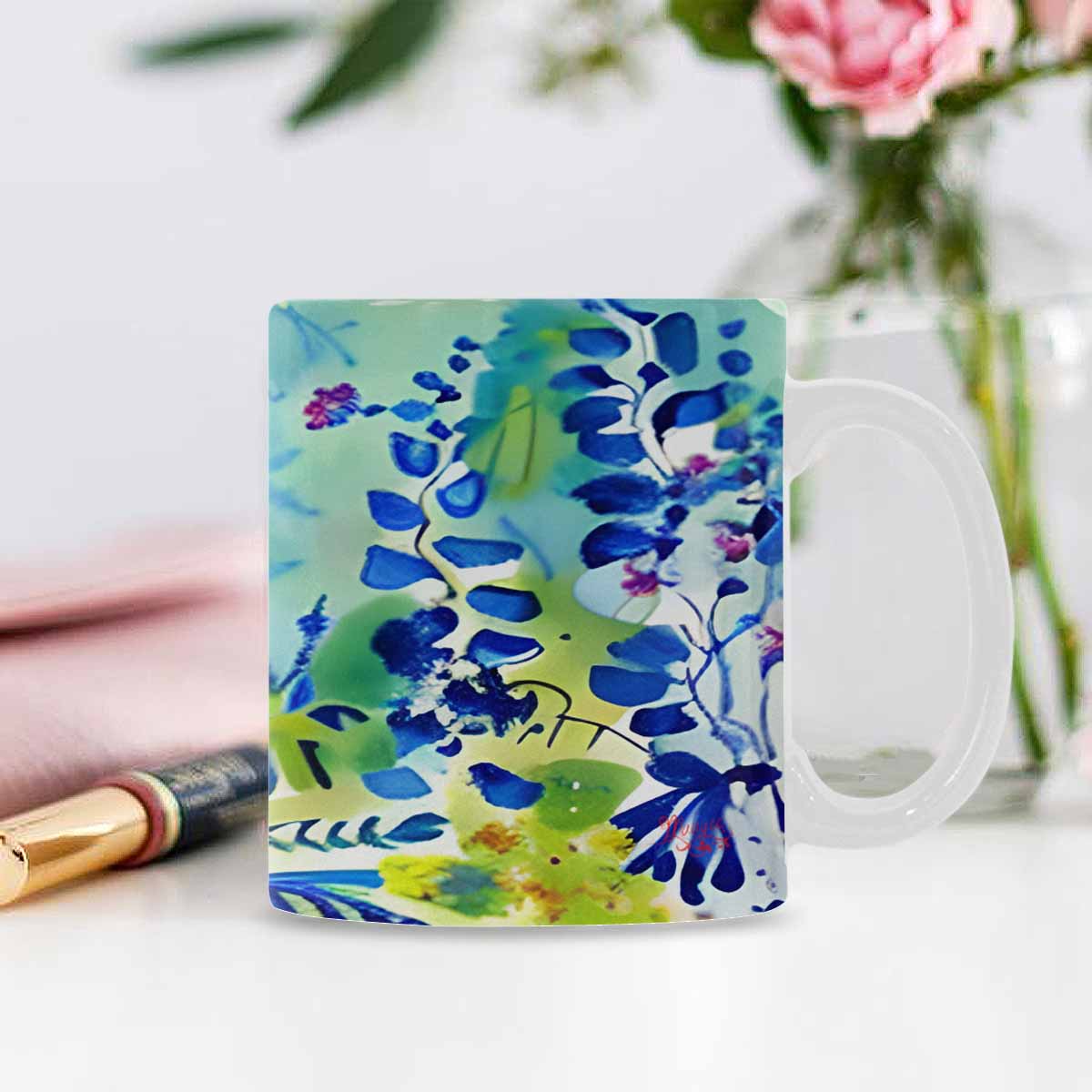 USA made Quality Mug, coffee mug, tea cup, Bright florals, Set 1, Design 33