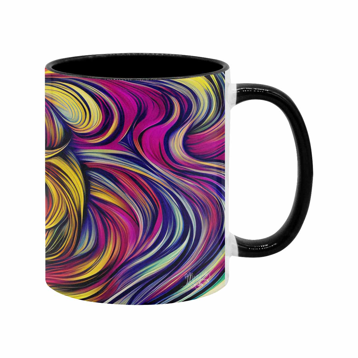 Coffee mug, tea cup, multicolor mug, caucasian type face, design 27